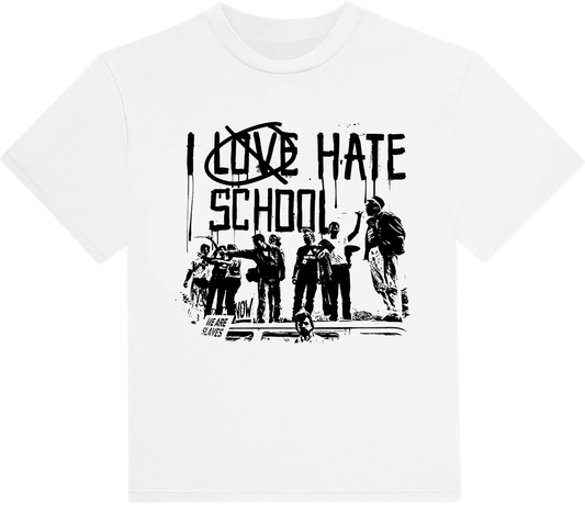 I Hate School Tee White